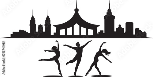 Silhouette Dancers Against City Skyline Creative Choreography Dance Moves