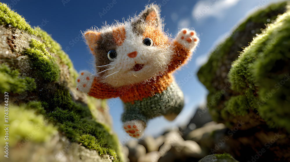 Obraz premium Joyful kitten playing