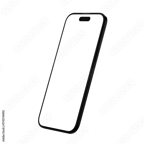 Phone Air in Black Color with transparent background and screen in high-resolution