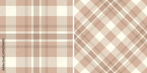 Elegant textile design featuring a classic, repeating check pattern in warm, neutral tones. Perfect for backgrounds, textiles, or adding a touch of refined style to creative projects.