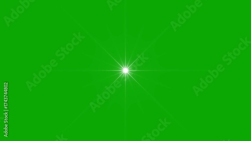 Glowing and twinkling star motion graphics on green screen background. Twinkling stars animation, shiny Optical flare light with sparkle rays rotating, Stars shine effect, Loop video. 4k