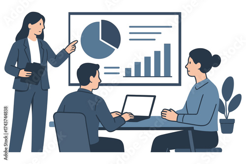 Business presentation meeting with professionals analyzing data charts