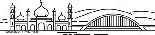 Skyline Landmark of Islamabad Pakistan outline vector Illustration