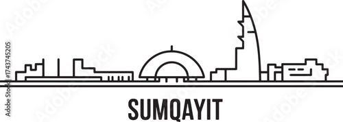 Sumqayit Azerbaijan Skyline Landmark Outline Silhouette Design