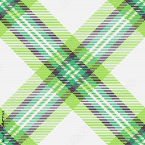 Duvet cover check tartan fabric, colorful pattern texture vector. American plaid background textile seamless in white and green colors.