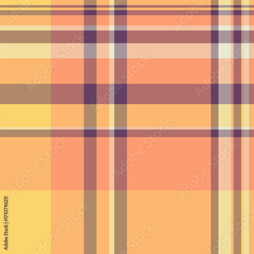 Sketch fabric vector seamless, femininity pattern tartan texture. Soft check textile plaid background in orange and red colors.