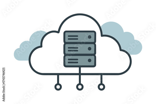 Cloud computing concept with server icons and connection lines