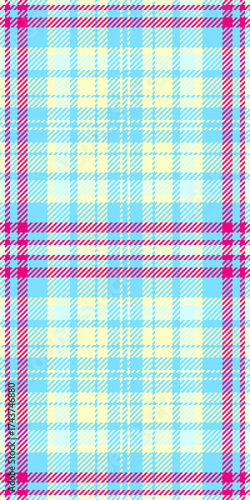 Jacket textile tartan plaid, warp texture check vector. Infinity fabric background pattern seamless in cyan and lemon chiffon colors.