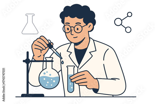 Scientist conducting experiment in laboratory with test tubes