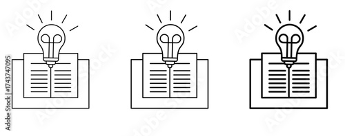 knowledge and innovation  icon set collection style outline. Contain