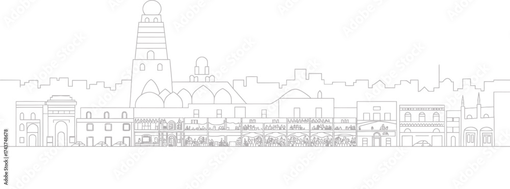 Obraz premium Amritsar City Skyline Silhouette in India with Historical Landmarks