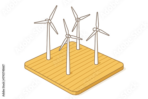 Isometric renewable energy: wind turbines on platform