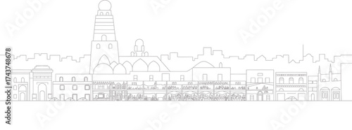 Amritsar City Skyline Silhouette in India with Historical Landmarks