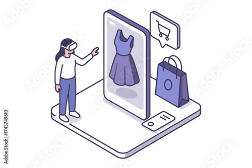 Virtual reality shopping experience with augmented reality fashion