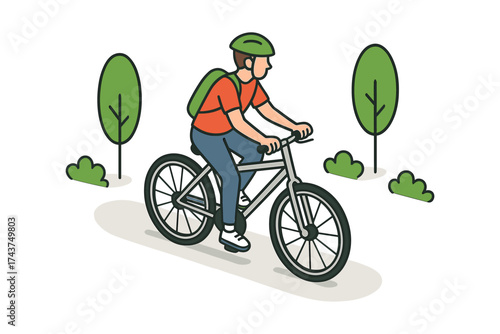 Person cycling outdoors in minimalist nature scene