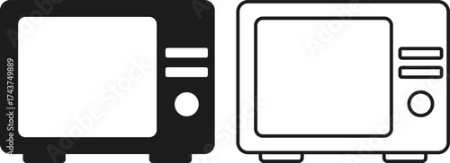microwave icon set. microwave oven line and bold style icons collection