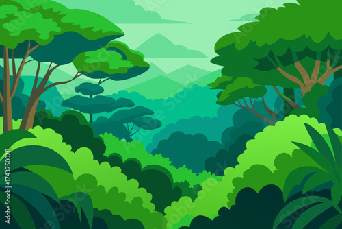 Lush Rainforest Canopy Seen from Above with Vibrant Green