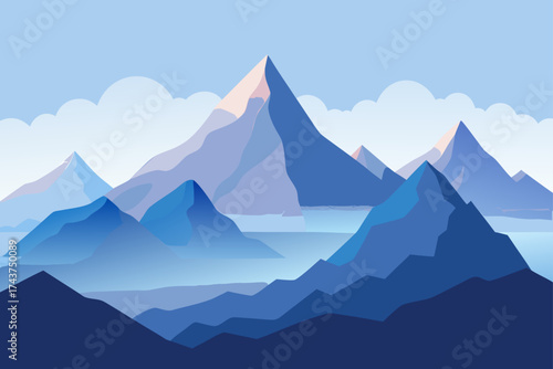 Mountain Peaks Emerging Through Morning Mist