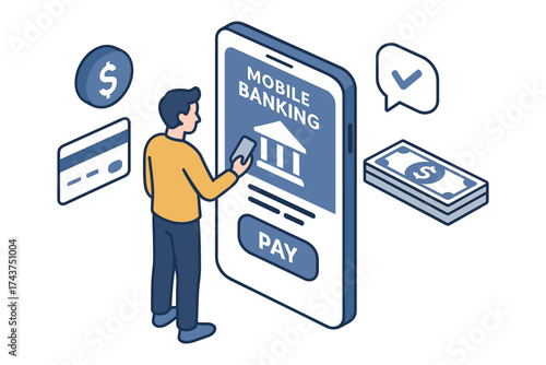 Mobile banking concept with user making online payment on smartphone
