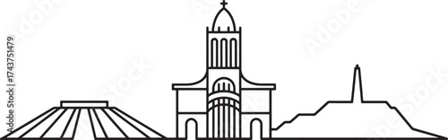 Kinshasa city skyline vector linear illustration city in Congo