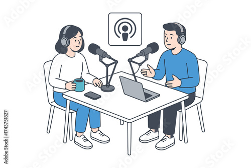 Podcast discussion with enthusiastic hosts in studio setting
