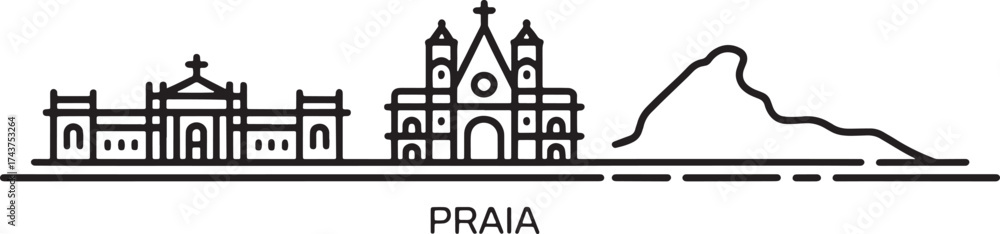 Praia Cape Verde Skyline Silhouette Landmark Tourism Location Vector Illustration