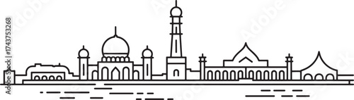 Putrajaya Malaysia Skyline Silhouette Landmark Tourism Travel Location Vector