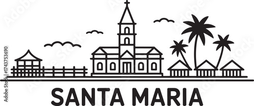 Santa Maria Cape Verde City Skyline Silhouette Vector Illustration