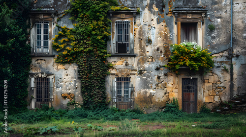 A building covered in green ivy