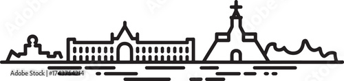 Skyline Icon of Liverpool City Famous Landmark Outline Pictogram View
