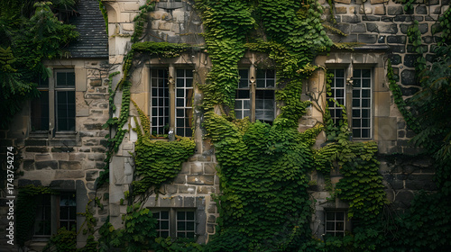 A building covered in green ivy