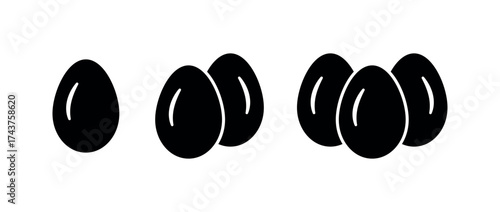 Egg Icon Silhouette Set, Minimal Silhouette Vector for Breakfast, Food Packaging and Farm Design