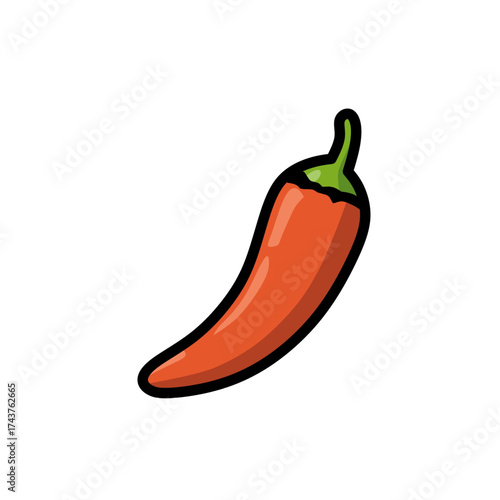 Cartoon chili pepper illustration isolated on white background, spicy food design