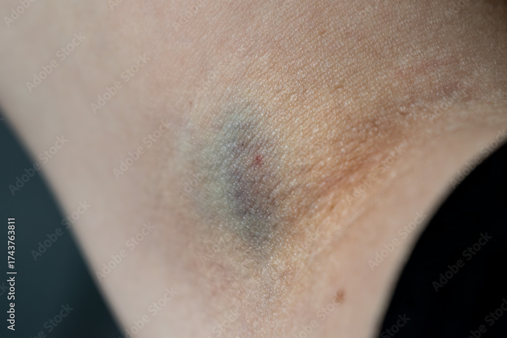 Fototapeta premium Bruise on arm after blood test, hematoma