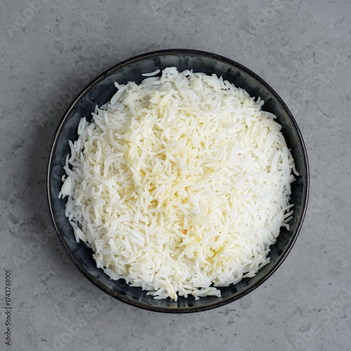 Bowl of Fluffy Steamed White Basmati Rice
