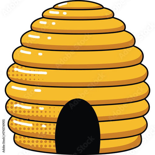 Cartoon Beehive Illustration honey honeycomb insect nature animal wildlife yellow nest honeybee sweet isolated design graphic clipart