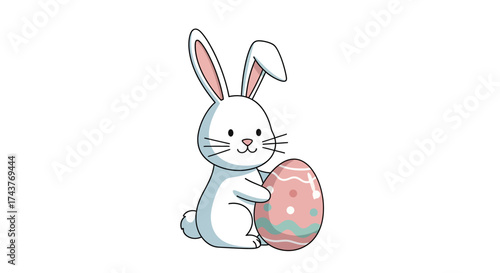 Easter Bunny with Decorated Egg - A Festive Spring Celebration.