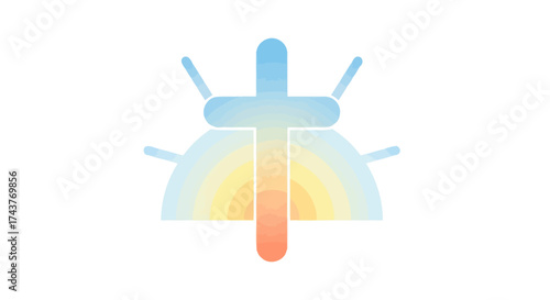 Abstract Christian cross symbol with gradient color design representing faith and hope.