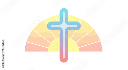 Christian Cross Symbol with Radiant Light Background.