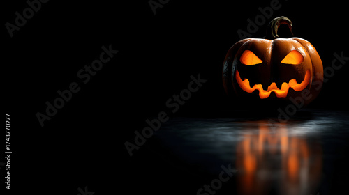 Spooky Jack-o'-Lantern in the Dark