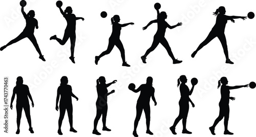 Silhouette of people playing bocce ball, outdoor activity, men and women sports players, throwing balls, summer leisure, team competition, recreation, lawn bowling game