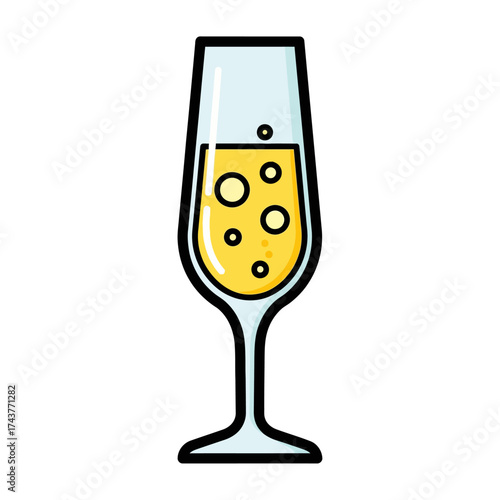 Sparkling Champagne Flute with Bubbles.