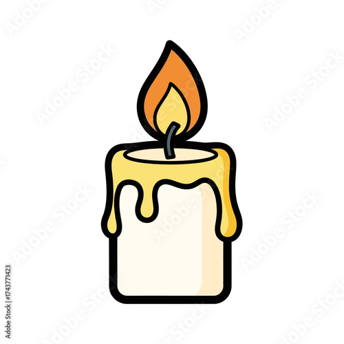 Simple Cartoon Illustration of a Burning Candle.