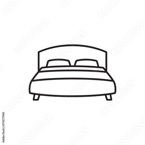 Cozy Bed Illustration Modern Minimalist Line Art for Bedroom Decor and Interior Design Projects Simple and Comfortable Sleep Space