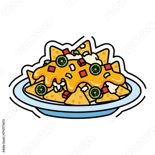 Delicious Nachos with Melted Cheese and Toppings on a Plate.