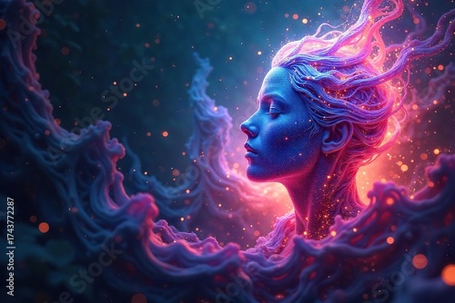 Swirling Ethereal Soul A Vibrant Artistic Depiction of Inner Personality and Spiritual Freedom