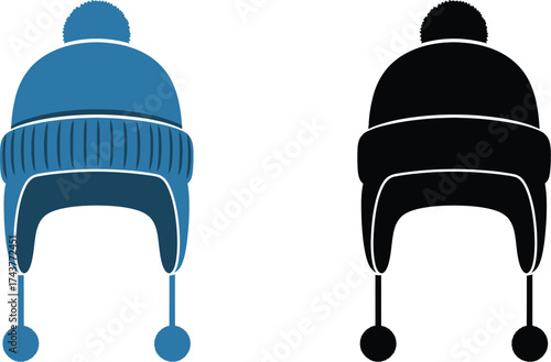 Find the perfect blue winter hat for cold weather protection vector