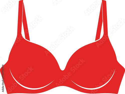 Red bra lingerie fashion apparel women clothing underwear design vector