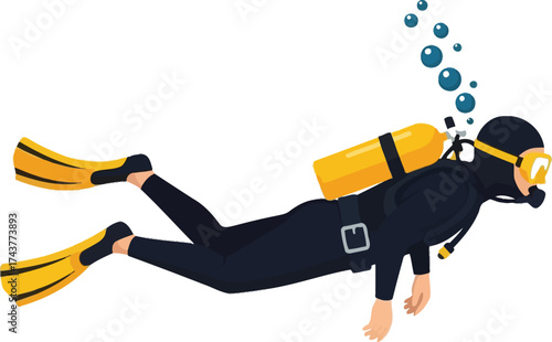 Scuba diving gear diver underwater ocean sea adventure vector art vector