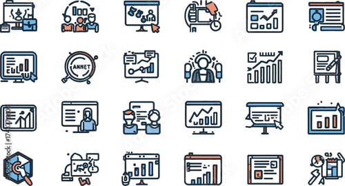 Vector line art of office team working together. EPS-ready for teamwork, business, and corporate themes. Clean, scalable, and suitable for professional design use.
